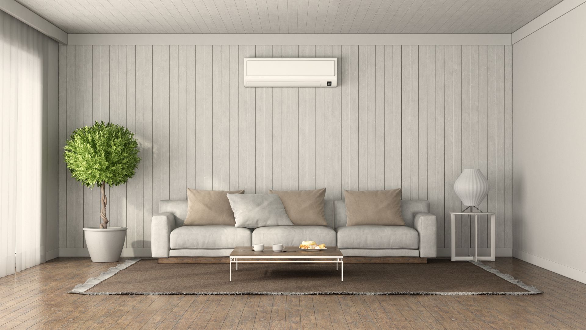 Climatizzatore moderno in soggiorno elegante